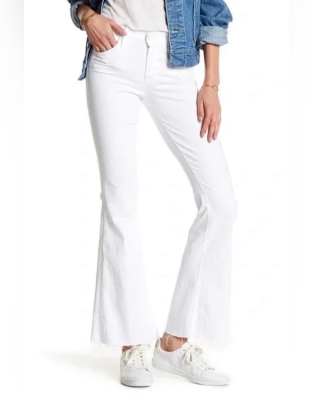 Mother The Cruiser Women's White Flare Jeans sz 31 - Picture 1 of 9